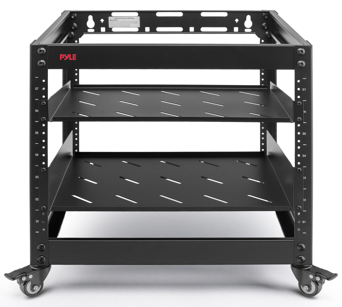 Pyle 10U Network Cabinet, Enclosed Network Rack with Lockable Door | Vented 1U and 2U Rack Shelves with 440 lb Capacity | Steel Construction, 19 in Standard Design | Hardware Included | Black