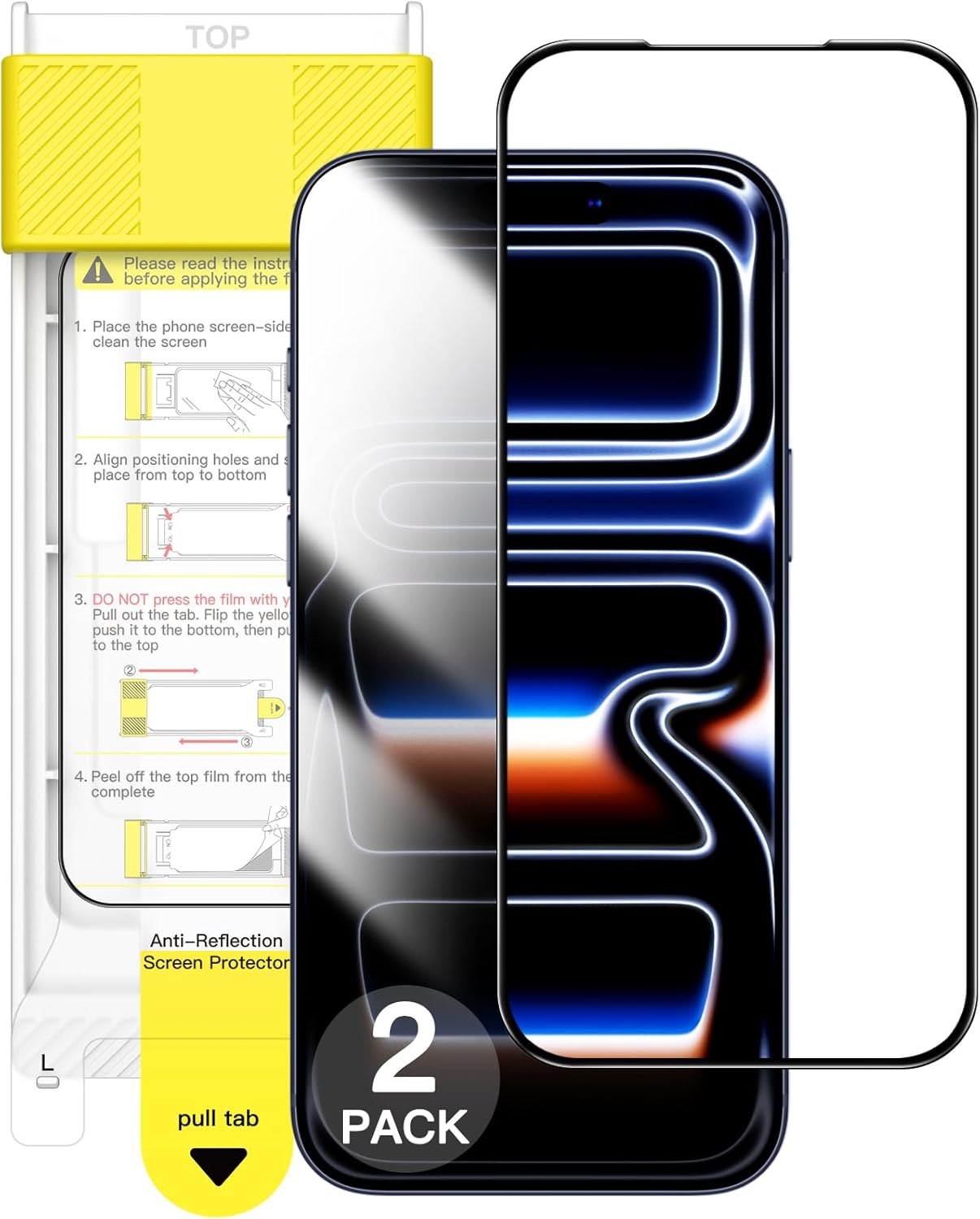 17 6.3" 2-Pack JETech Full Coverage Screen Protector for iPhone Pro, AR Anti-Reflective Coating, Black Edge Tempered