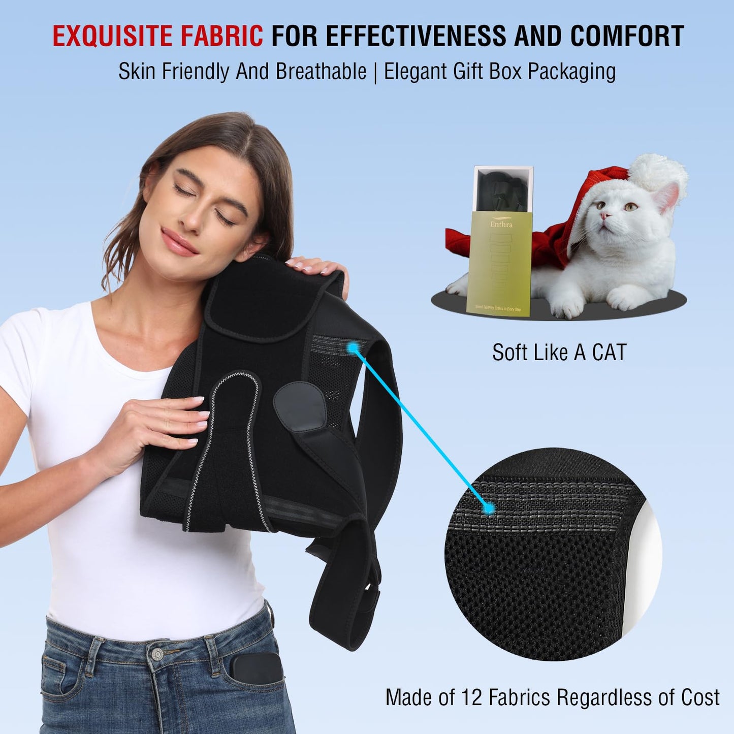Enthra Back Brace Posture Corrector for Women and Men with Spine Vertical Alignment System, Lower Back Pain Relief, Back Straighter Instant Posture Corrector - Scoliosis (Black, Small (Waist 24"-32"))