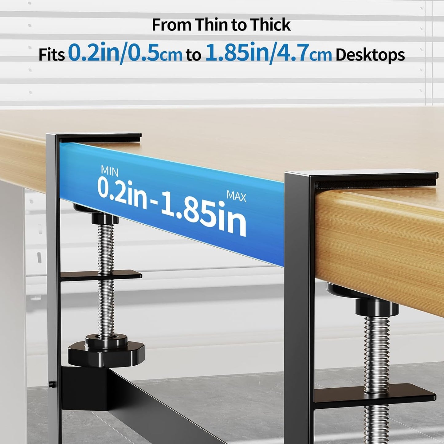 Yecaye Under Desk Cable Management Tray, No Drill Clamp Mount Metal Cable Management Tray with Desk Protection Pads