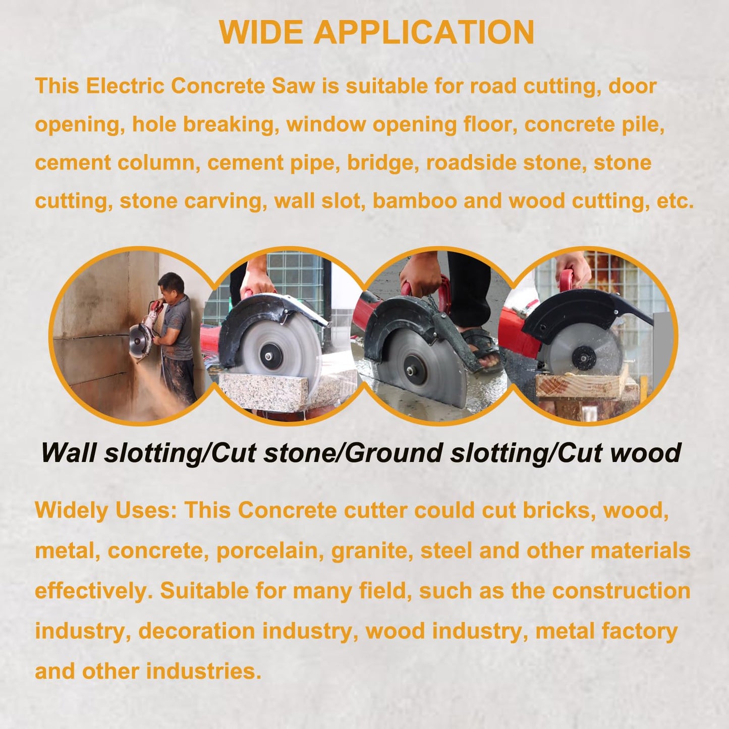 INTBUYING Electric Concrete Saw, Wet/Dry Circular Saw Cutter, 14" Concrete Cutter Masonry Tool 220V for Wood, Granite, Brick-with Water Pump