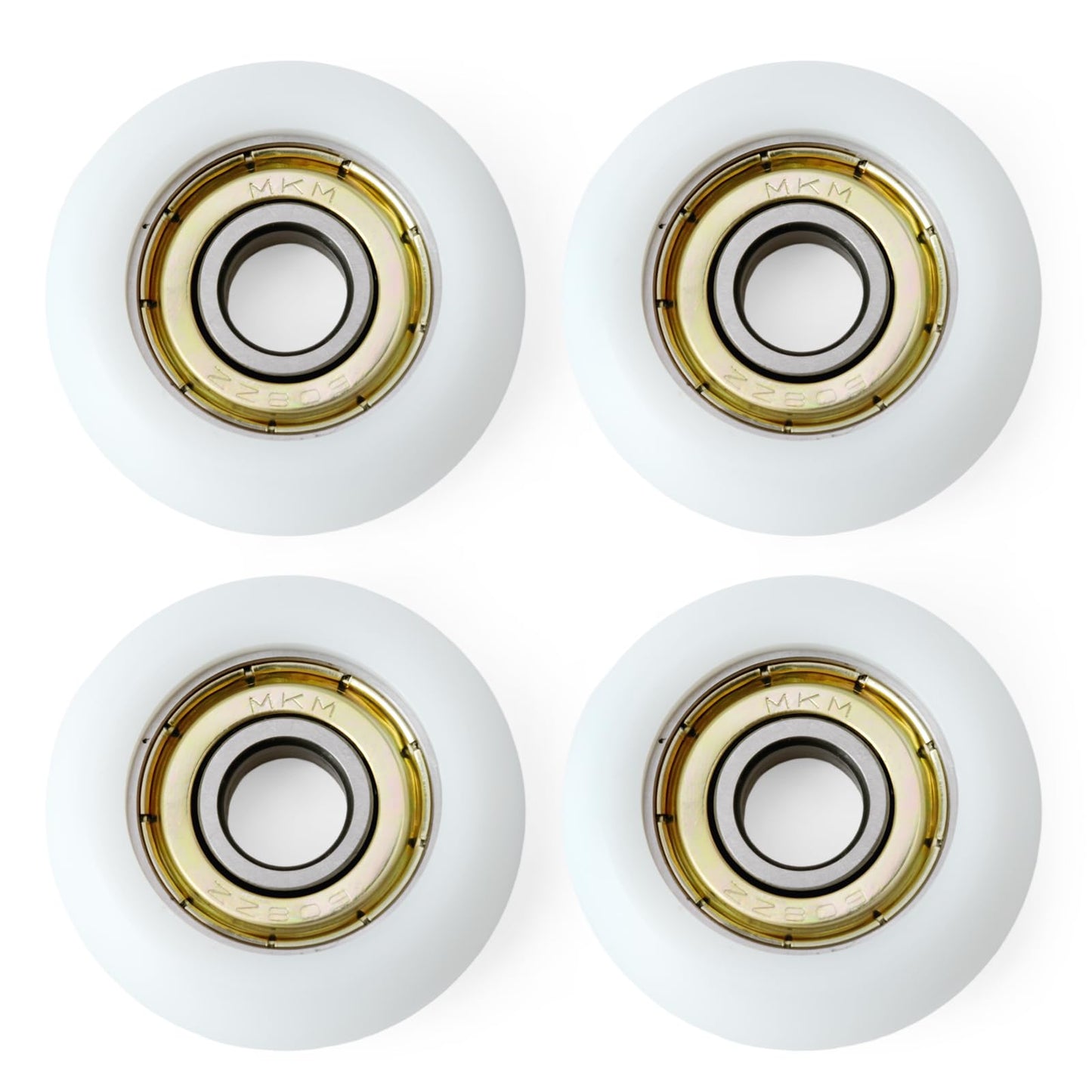 GLOXTED 4Pcs Replacement Roller Wheels Compatible with Aero for Pilates Reformer Machine, Smooth and Quiet Glide, 8mm Shaft Diameter Roller Wheel, White