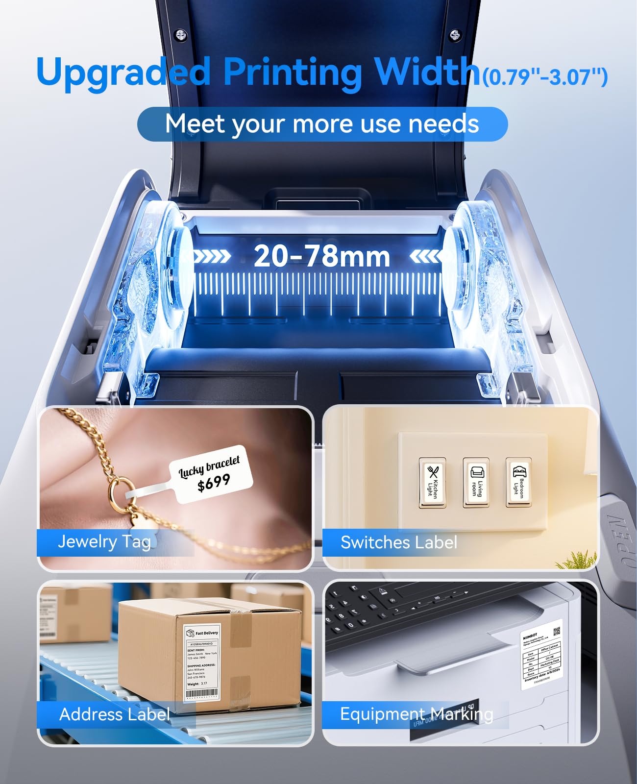 NIIMBOT M3 Label Maker Machine with Tape, 3'' Bluetooth Thermal Transfer Sticker Printer for Small Business Clothing, Address, Cable Storage, Compatible with Phones & PC(Not for 4x6 Shipping Label)