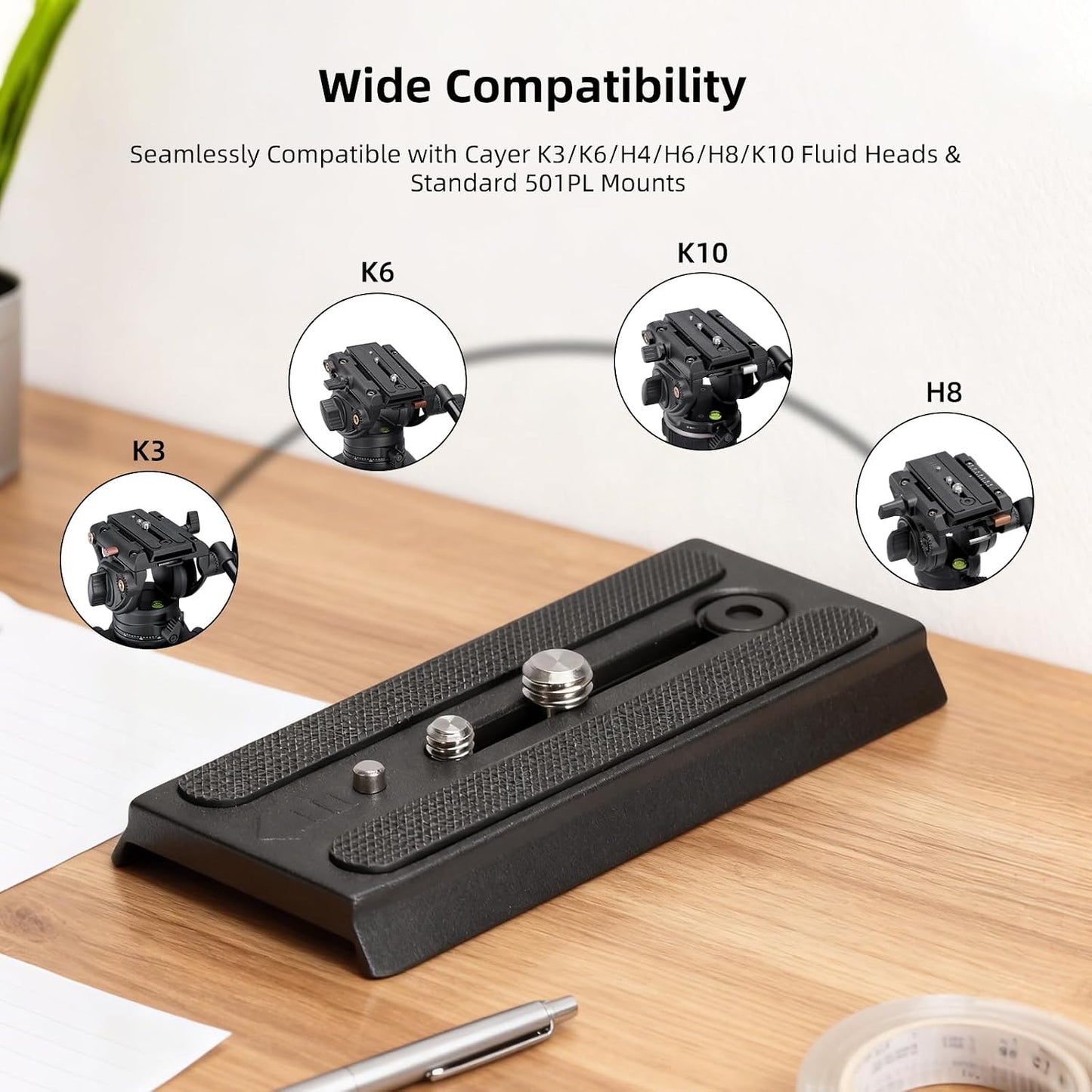 Cayer QR120 1/4 inch 3/8 inch K3 K6 H4 H6 H8 K10 501PL Tripod Fluid Head Quick Release Plate Replacement