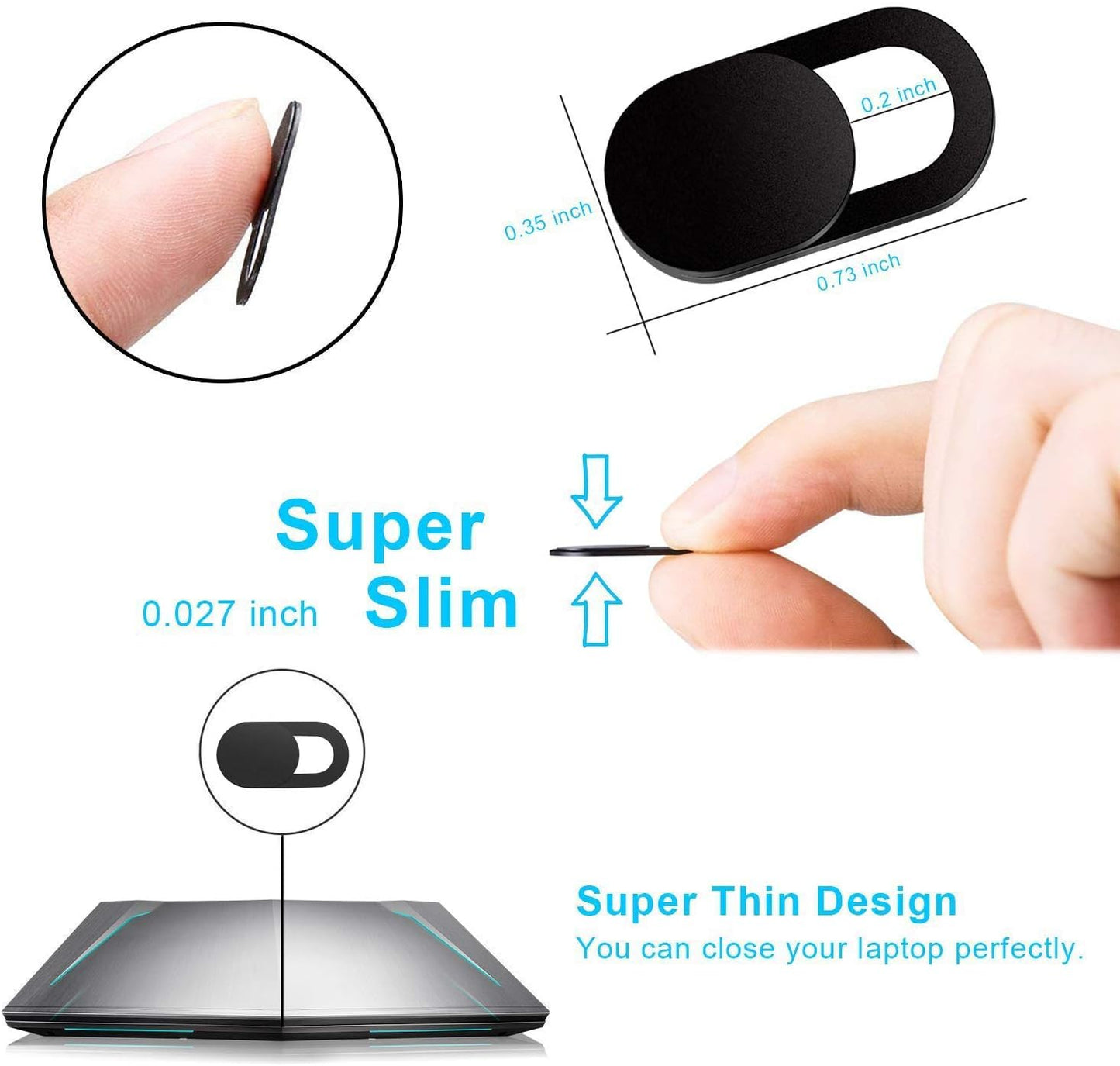 SIREG Webcam Cover Slide Ultra Thin - Cute Pink & Black Web Camera Cover fits Laptop,Tablet,Computer, Smartphone