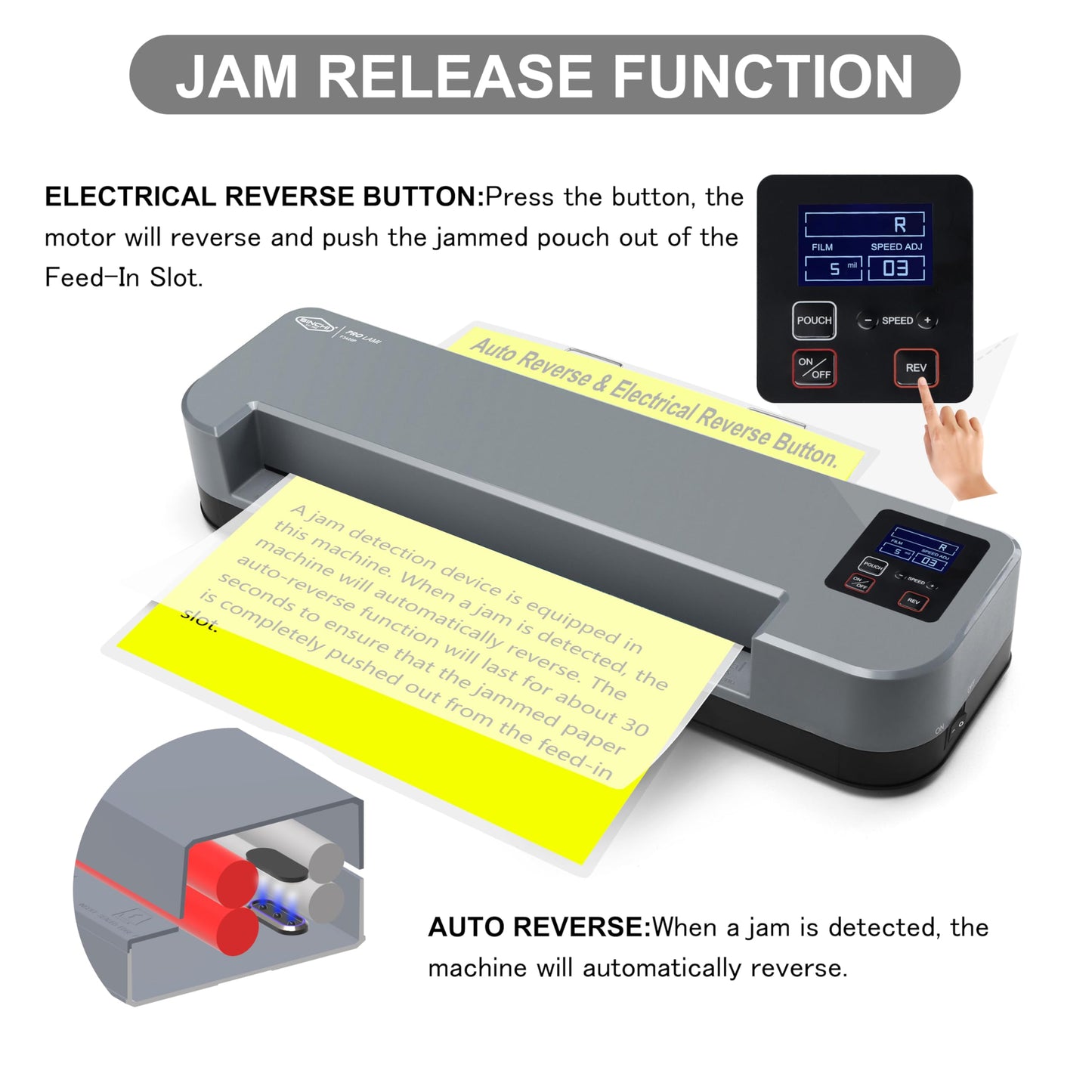 SINCHI 13-Inch 4-Roller Thermal Laminator & Foil Applicator w/LCD Display, 30s Warm-Up, 16s/Sheet, Supports 3–10 Mil, Micro-Adjust for Smoother Results, Commercial-Grade for Busy Offices, DIY Crafts