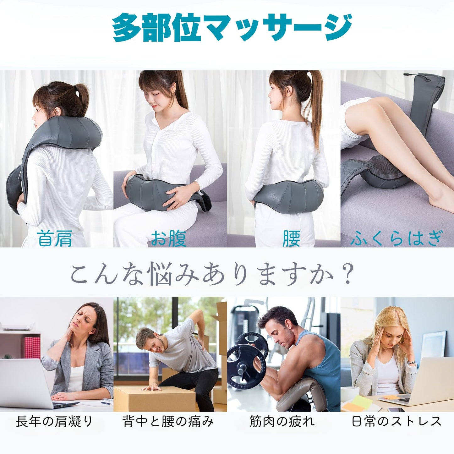TRIDUCNA Shiatsu Neck Back and Shoulder Massager with Heat - Electric Deep Tissue 3D Kneading Massage Pillow for Lower Back, Calf, Legs, Full Body Muscle Relaxation, Home, Office, and Car Use