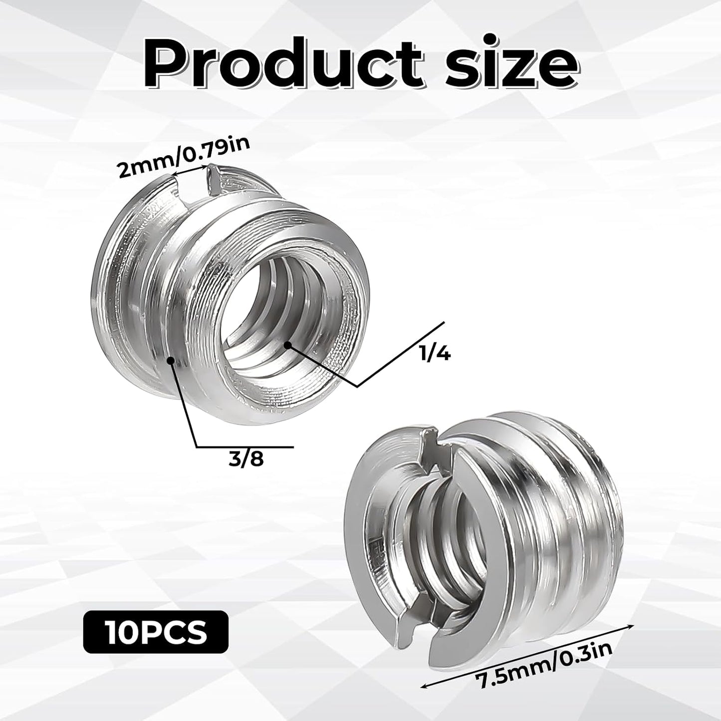 SynHHergyx 10 1/4"-20 3/8"-16 PCS Female to Male Tripod Adapter Reducer Bushing Converter Screw Adapter for DSLR Camera