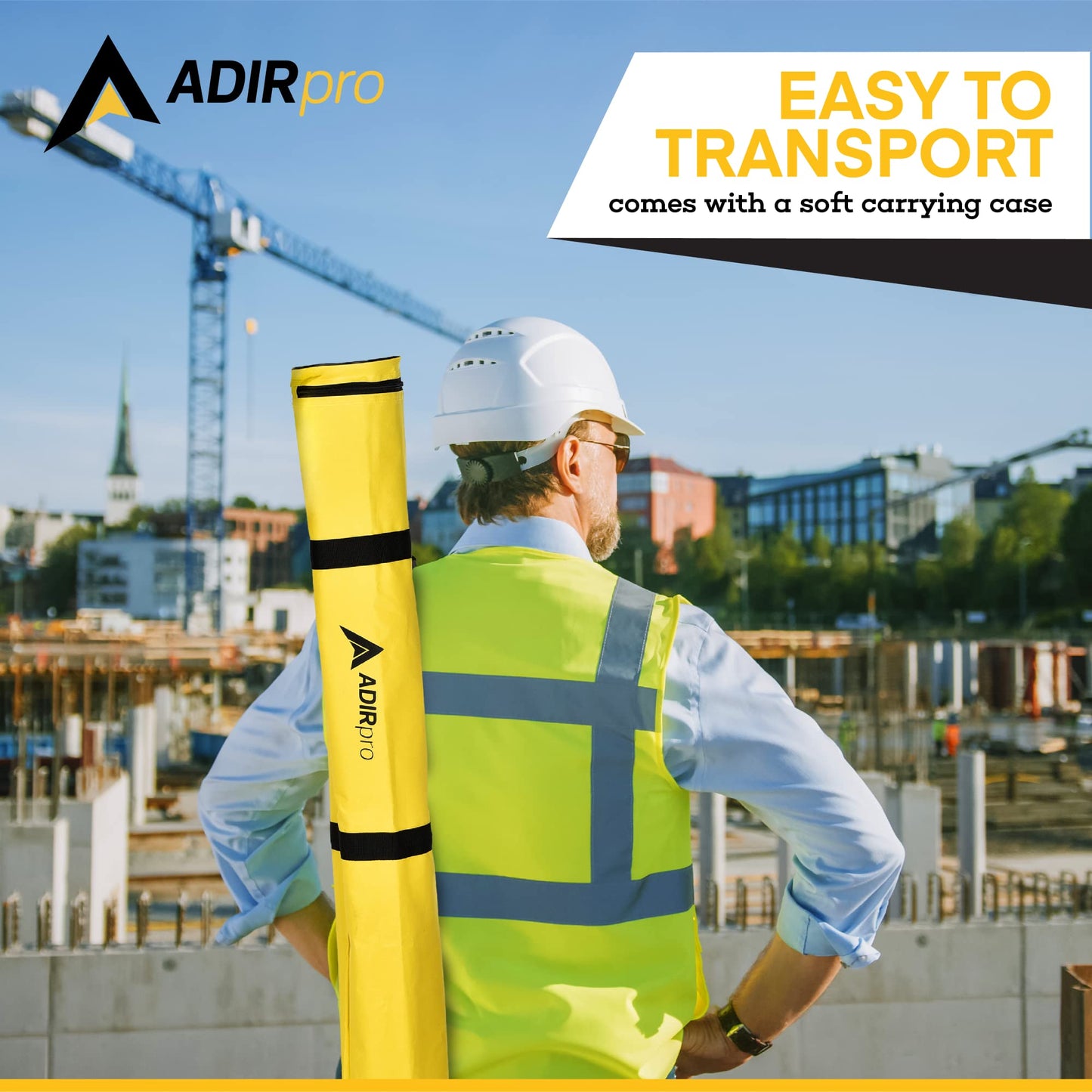 AdirPro Prism Pole Tripod – Aluminum Range Pole Tripod – Use for Survey Pole, Rover Rod, GPS Pole, Leveling Staff – GNSS RTK Rod Stand - Survey Equipment for Total Station Surveying (Yellow)