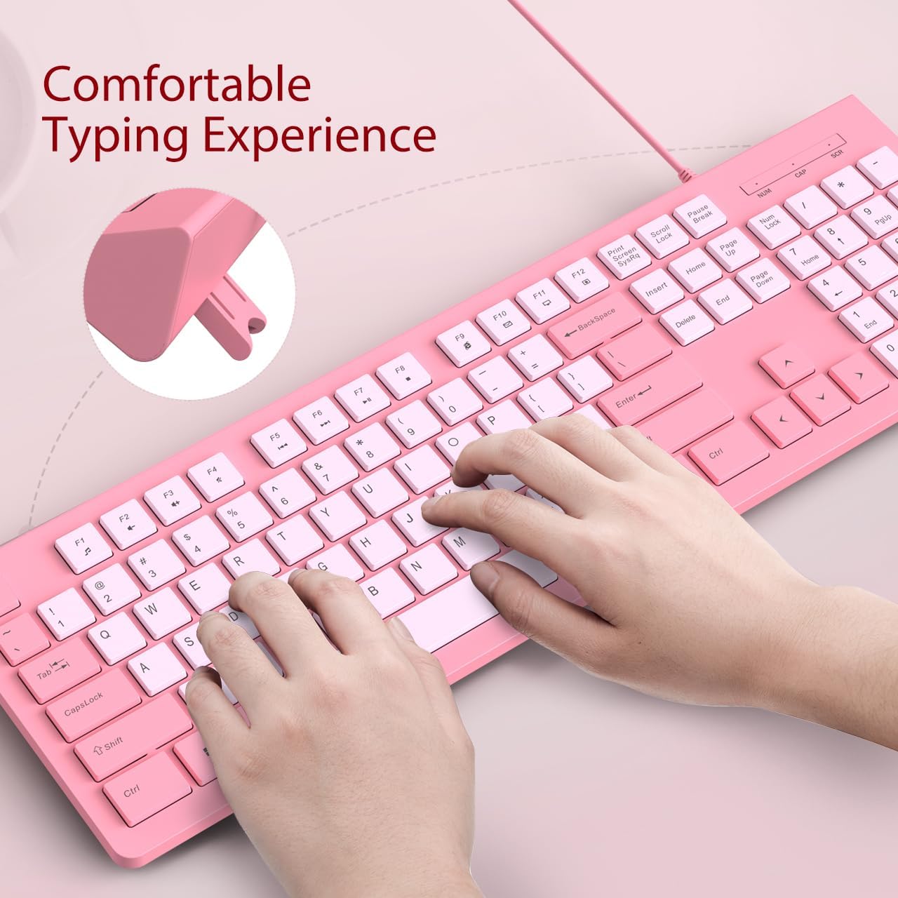 COLIKES Wired Keyboard, Ultra-Thin USB Wired Computer Keyboard, Low-Profile Keys, Spill-Resistant, Multimedia Keys