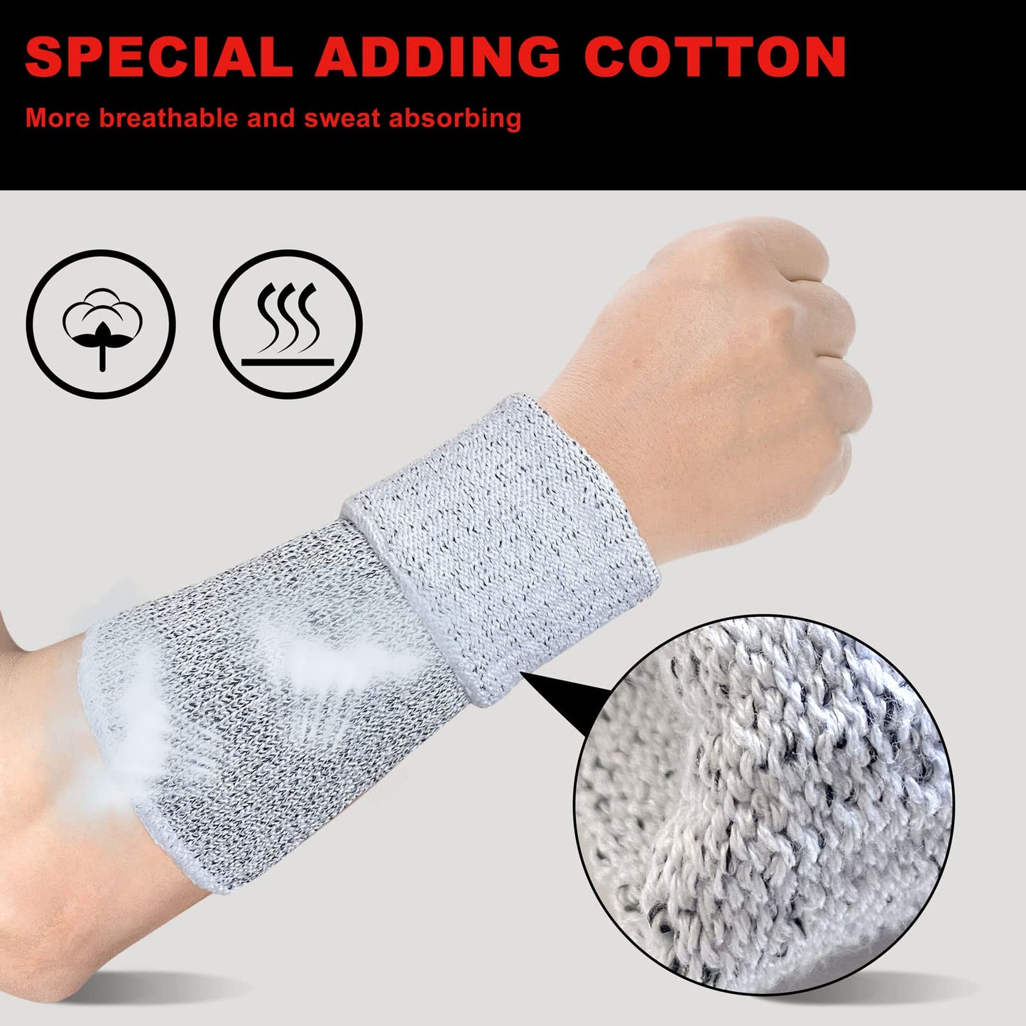 Evridwear Arm Protectors for Thin Skin and Bruising Cut Resistant Arm Sleeves Arm Guards Protective Sleeves for Men Women, 2 Pairs No Thumb Hole L/XL,Gray