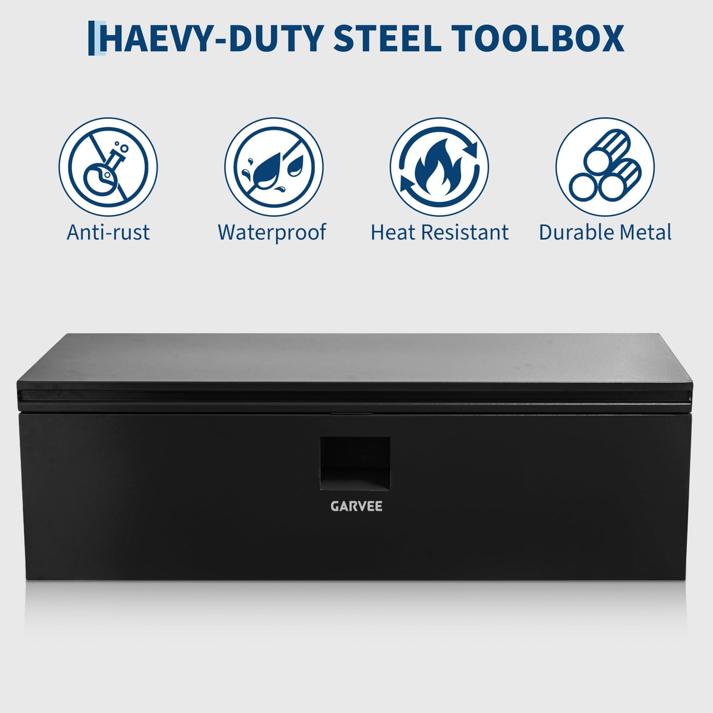 Garvee Steel Truck Tool Box Heavy Duty Truck Bed Toolbox w/Dual Lids, Lockable & Weatherproof, Fits for Pickup, Truck Bed, RV, Trailer