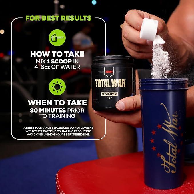 REDCON1 Total War Pre Workout, Sour Gummy Bear - Contains 320mg of Caffeine from Green Tea, Juniper & Beta Alanine - Pre Work Out with Amino Acids to Increase Pump, Energy + Endurance (30 Servings)