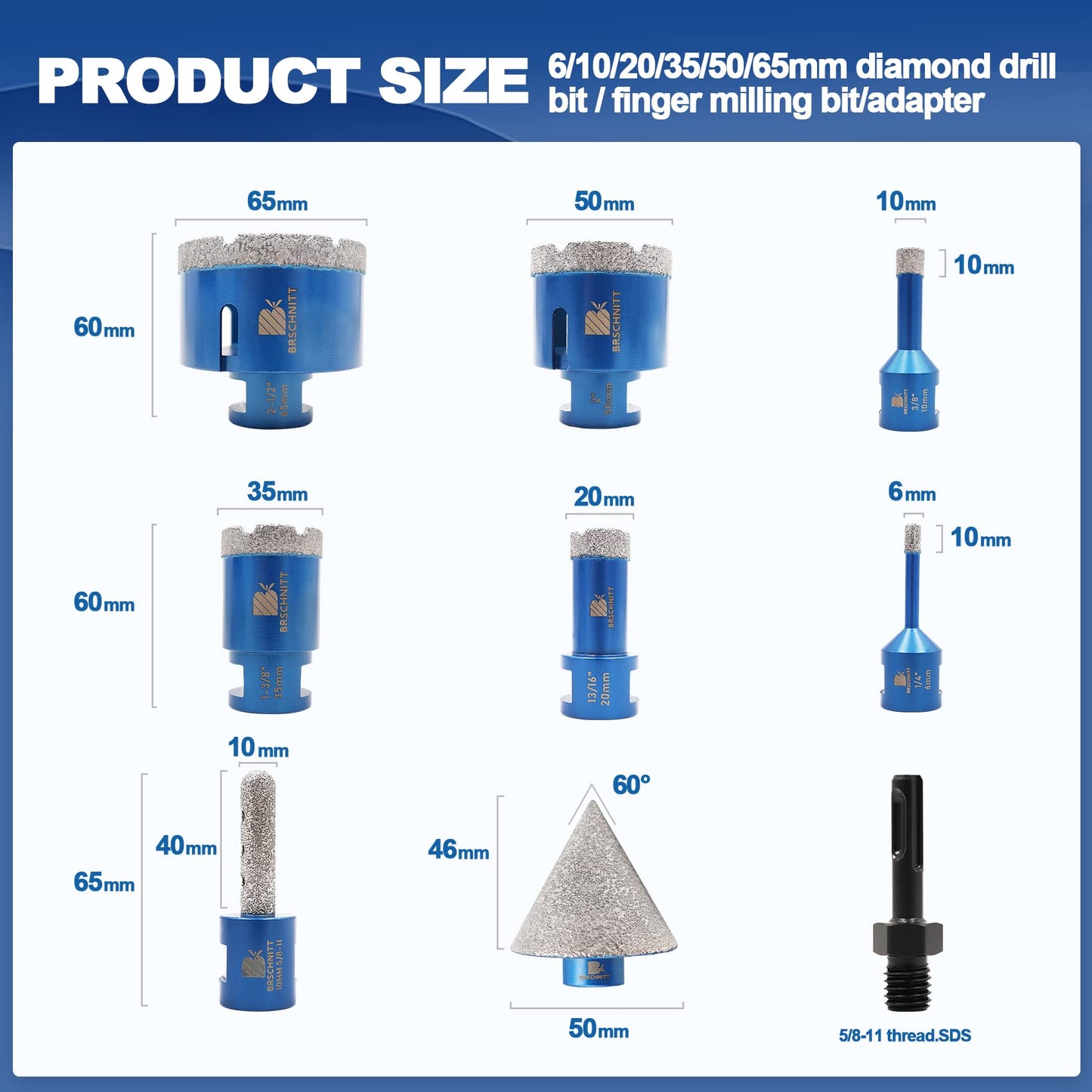 Diamond Core Drill Bit for Porcelain Tile Ceramic Marble Granite Diamond Core Drill Bit Set for Porcelain Tile Ceramic Marble Granite