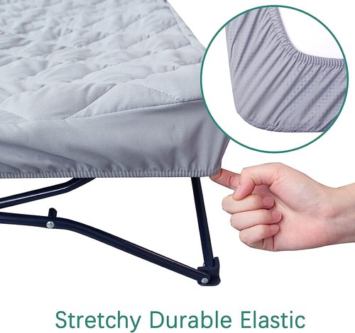 2 Pack Quilted Sheet for Regalo My Cot Portable Toddler Bed, Joovy Travel Cot (Sheet Only, Bed not Included), Soft Padded Cover, Pink & Grey