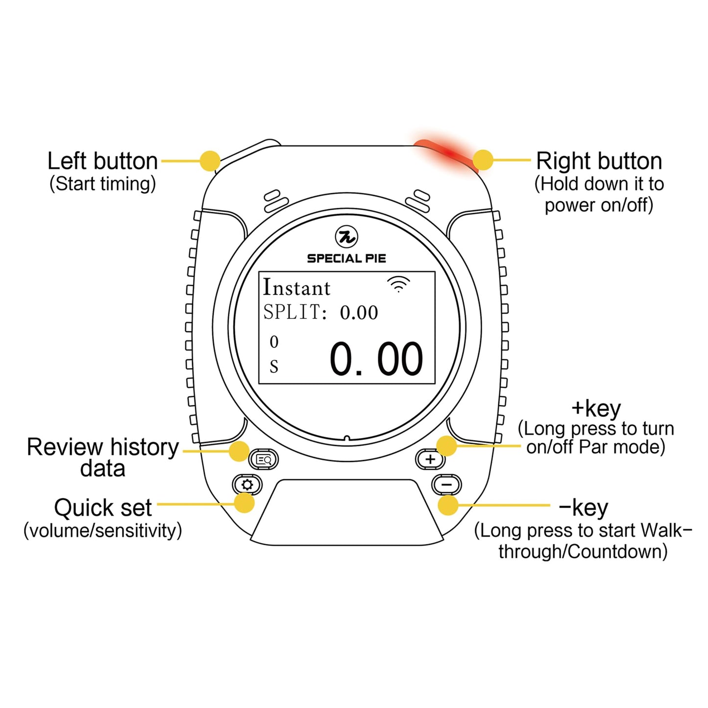SPECIAL PIE Shot Timer for Shooting Competition- Connect with Big LED Score Display, Perfect for Shooting Competition & Shooting Club (Black)