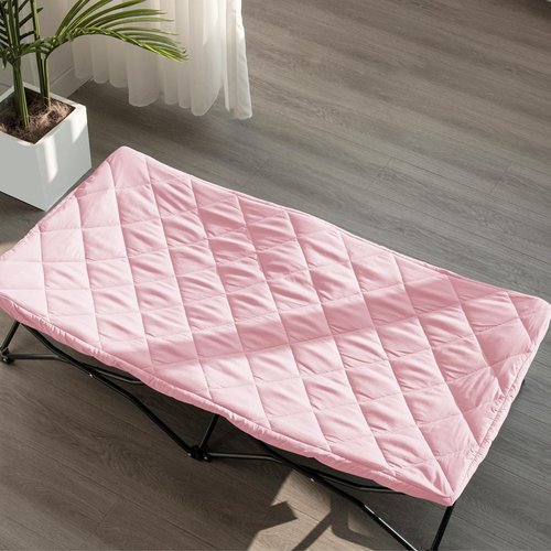 2 Pack Quilted Sheet for Regalo My Cot Portable Toddler Bed, Joovy Travel Cot (Sheet Only, Bed not Included), Soft Padded Cover, Pink & Grey