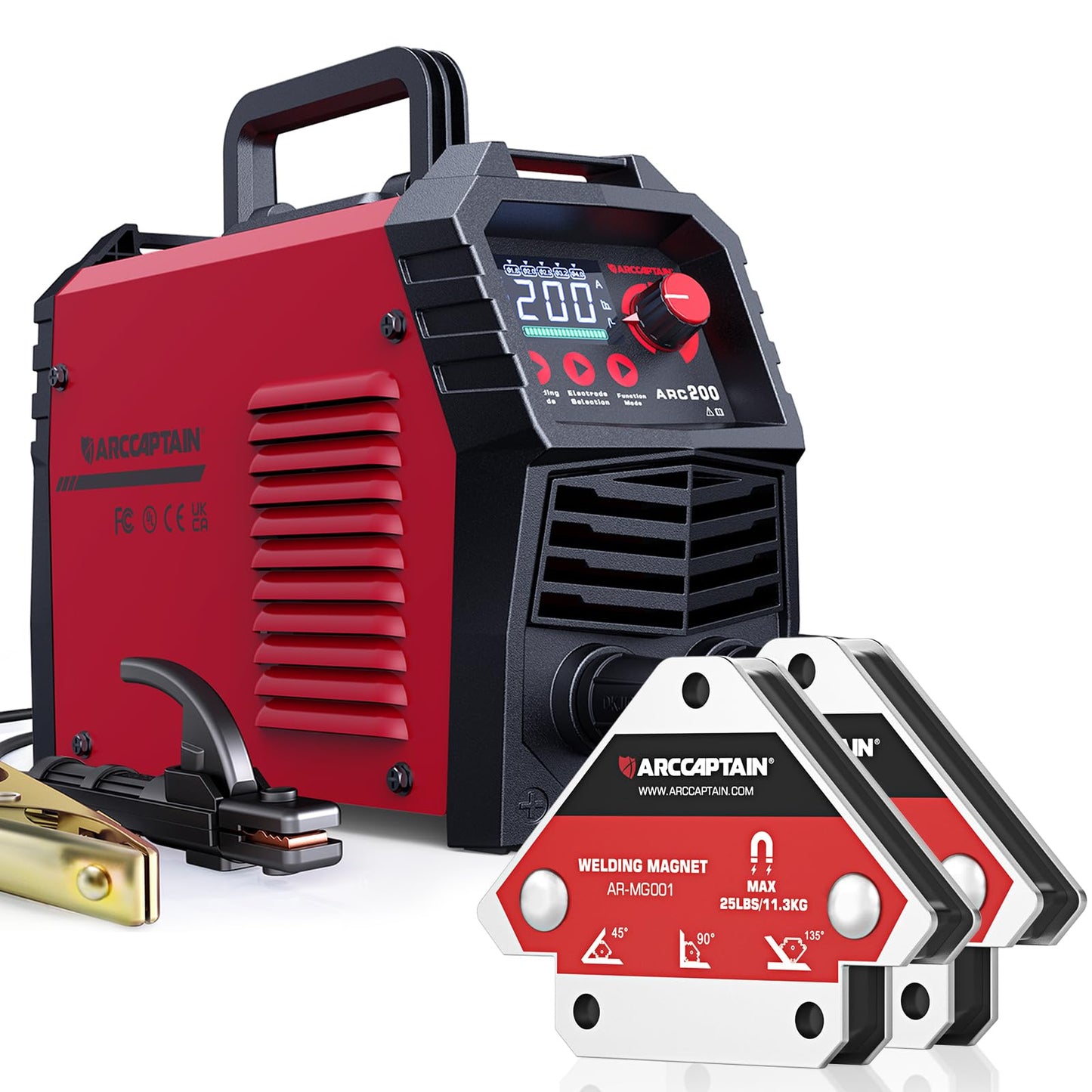 ARCCAPTAIN Stick Welder 200A & Welding Magnets 2pcs 25LB