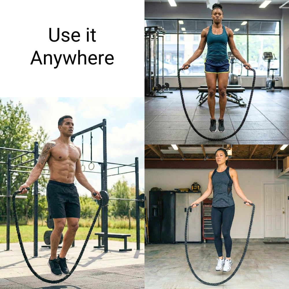 NUPARA FITNESS Weighted Jump Rope for Men and Women. Workout Jump Rope for Fitness, Exercise, Strength, Cardio, and Weight Loss. 2.4lb to 5lb.
