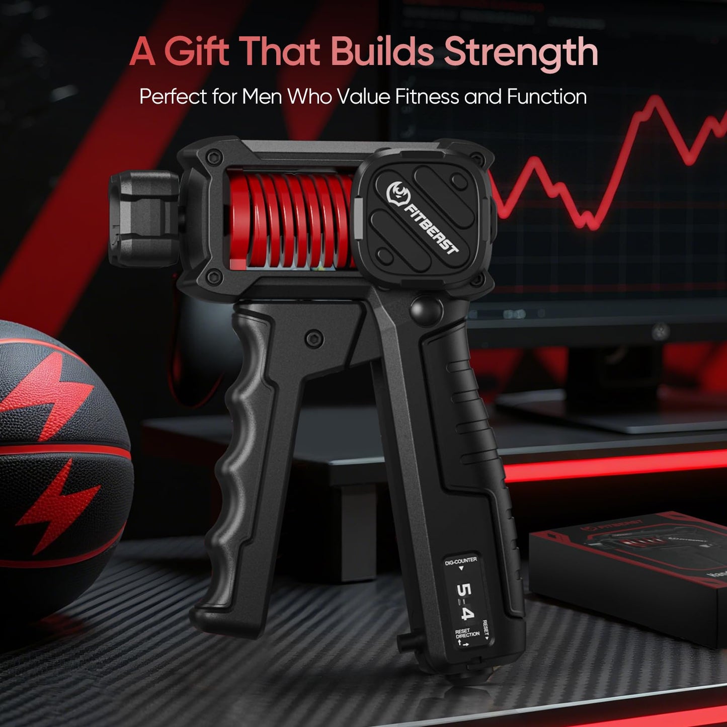 FitBeast Grip Strength Trainer with Built-In Counter, Adjustable Hand Gripper Strengthener 30–130LB, Forearm Strengthener for Office & Home Training