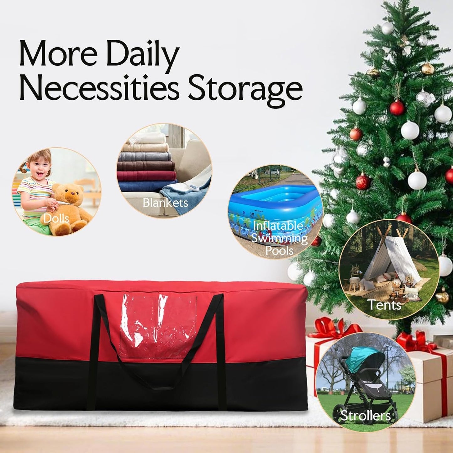 Regine Switzerland Christmas Tree Storage Bag - Heavy Duty 600D Oxford for 10 Ft Trees | Dampproof with Reinforced Handles & Dual Zipper