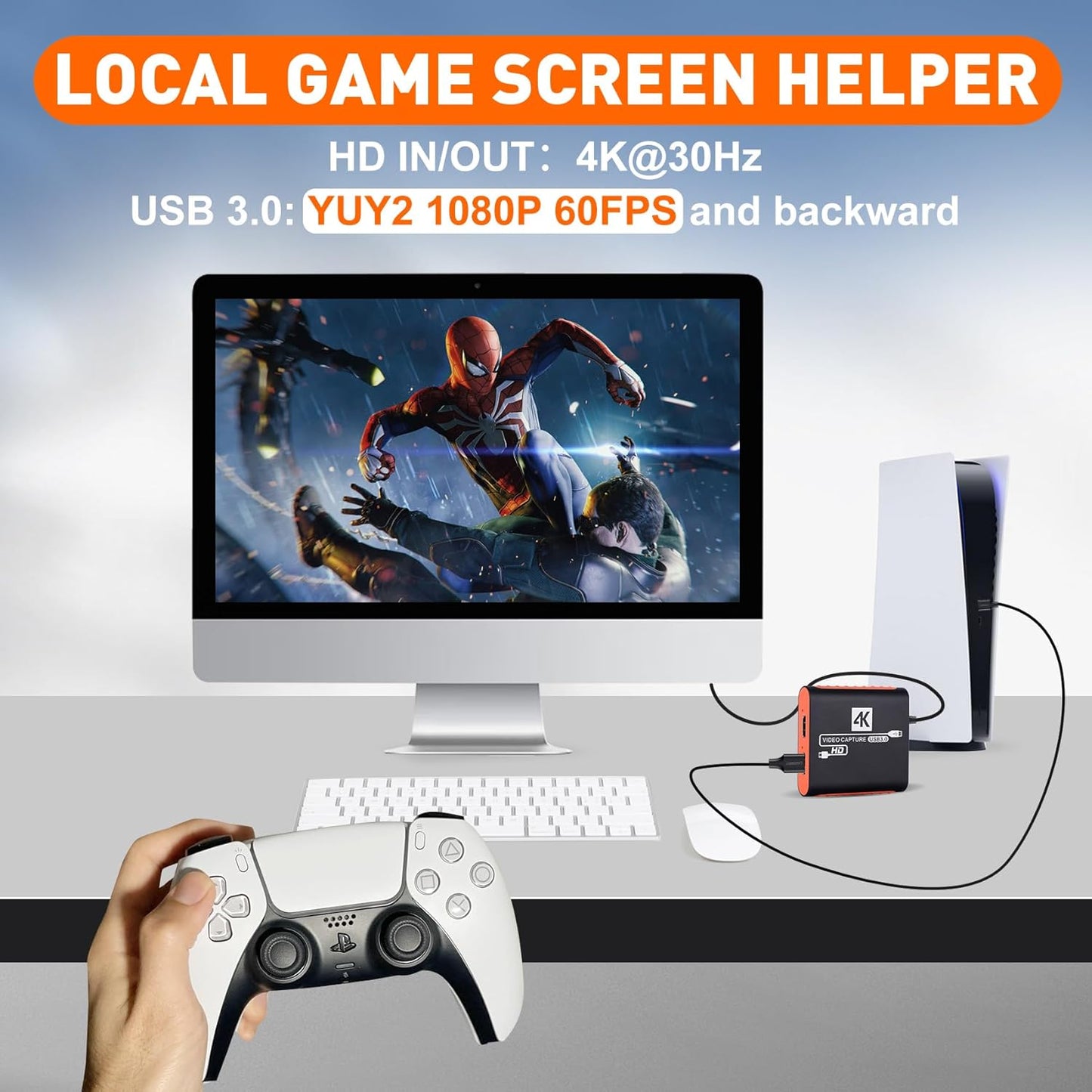 Swudloe 4K USB3.0 1080P 60FPS PS4 PS5 Capture Card for Nintendo Switch with Pass-Through, HDMI Video Cam Link Game