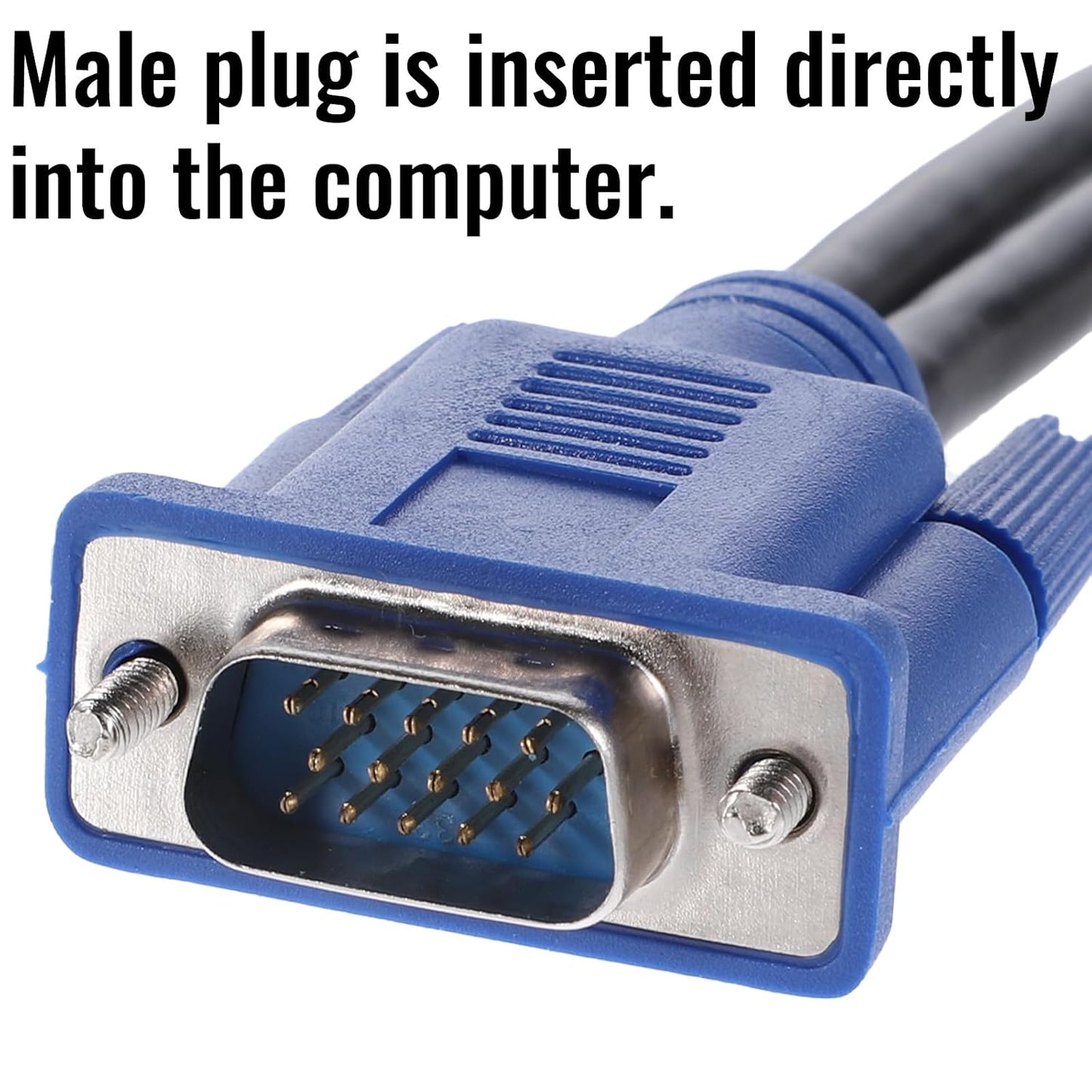 Xelsluthe 1 2 VGA Splitter Dual Monitor Cable Male to Female Adapter Converter VGA SVGA Video Y Cable Cord