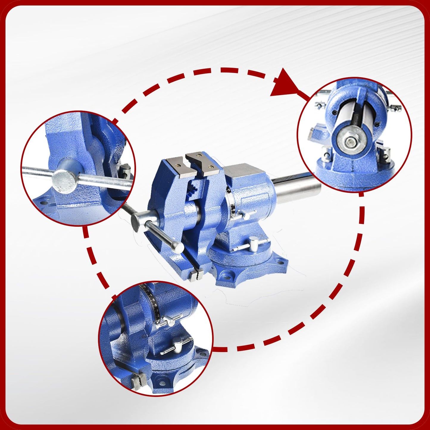 findmall Multipurpose Vise Bench Vise Heavy Duty Multi-Jaw Vise 360-Degree Rotation Clamp on Vise with Swivel Base and Head for Clamping Fixing Equipment Home or Industrial Use (6 inch)