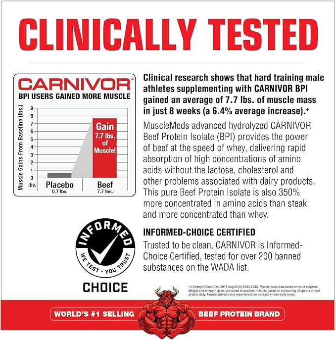 MuscleMeds CARNIVOR Beef Protein Isolate Powder, Muscle Building, Recovery, Lactose Free, Sugar Free, Fat, Free, 23g Protein, Fruity Cereal, 28 Servings