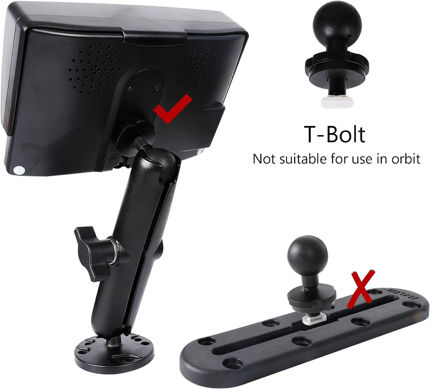 Leenconghui 5.9" 17-25mm (5/8"-1") Heavy-Duty GPS & Phone Mount Holder with Long Arm - Universal Ball Adapter/T-Bolt