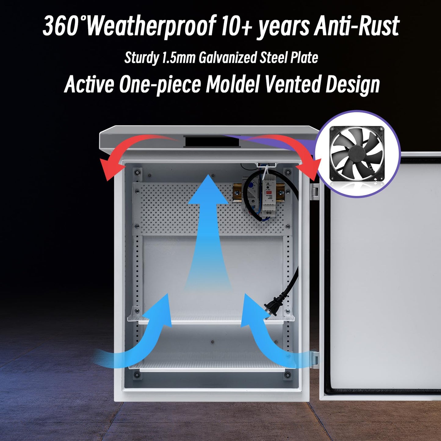 Outdoor Enclosure Electrical Weatherproof Box - 19.7x15.7x7.9 Outdoor Network Cabinet Enclosure with Cooling Fan and Thermostat Kit, Wall/Pole Mount(500x400x200mm)