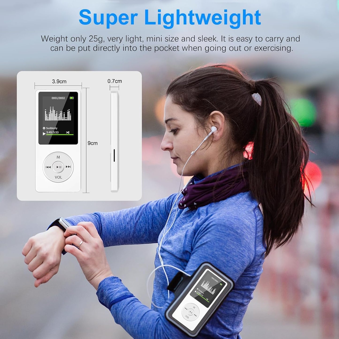 Aigital MP3 32GB MP3 Player with Bluetooth and TF Card, HiFi Music Player with Built-in Speaker and Earphones