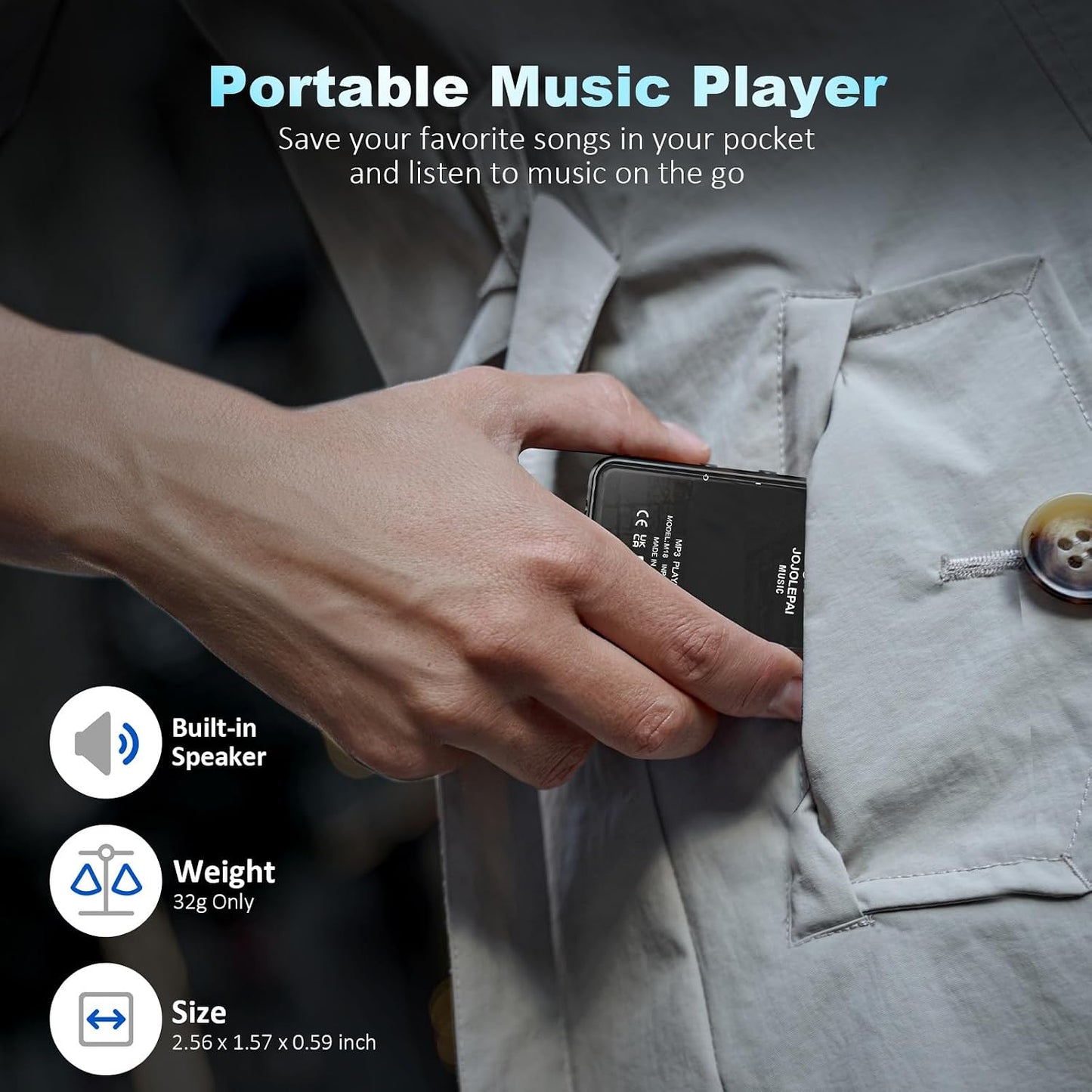 JOJOLEPAI MP3 32GB Player with Bluetooth - Touch Screen Portable Music Player with Speaker, FM Radio, Expandable Memory