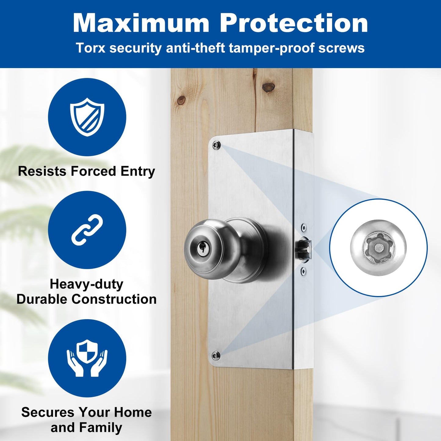 U 9585 Stainless Steel Lock and Door Reinforcement Plate fits 1-3/8" Thick Doors and Includes the U 9476 Security Latch Strike (1-1/4"x 7-7/8")