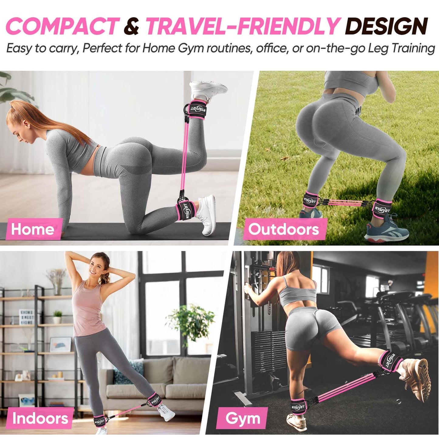 NTIUYOT Ankle Resistance Bands with Cuffs,Workout Sets for Women, Resistance Bands for Working Out, Exercise Band for Leg Booty, Home Gym Workout Equipment, Ankle Weights Fitness Band Set