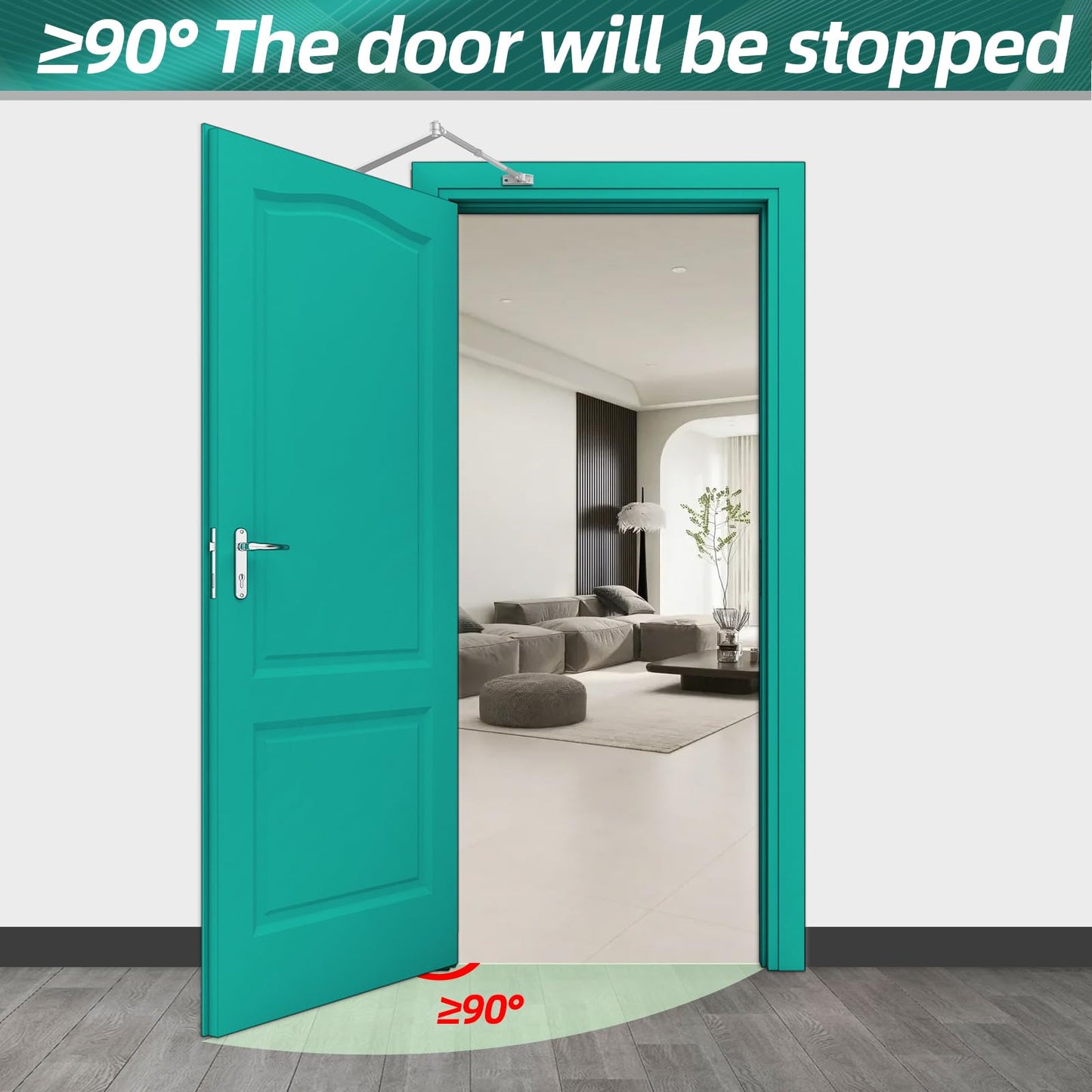 DYREOOE Door Closer Hold Open Automatic Door Closer Adjustable Grade 1 Commercial Standard Medium/Heavy Door Closers Commercial Surface-Mounted Storm Door Close