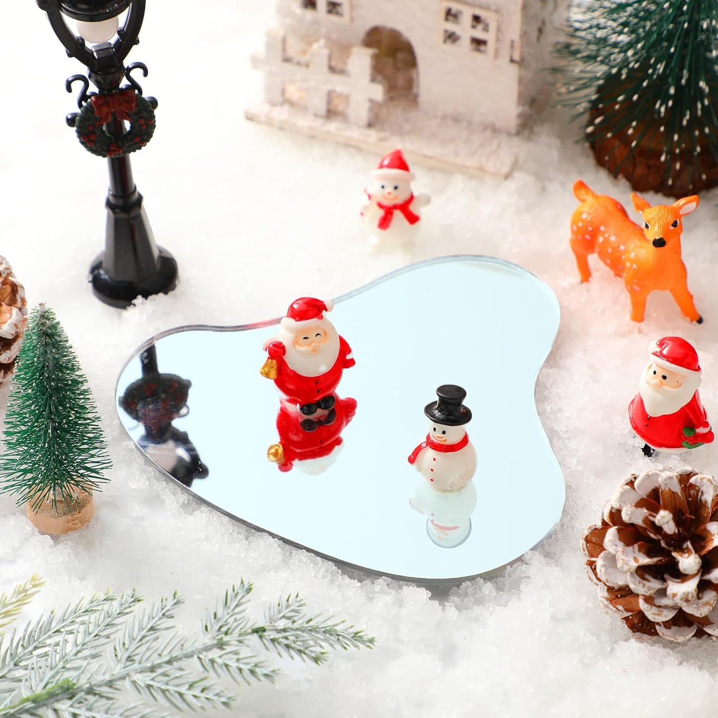 Sieral Miniature Christmas Village Pond - 6-Piece Ice Skating Rink Figurines | 4-Inch Holiday Decor