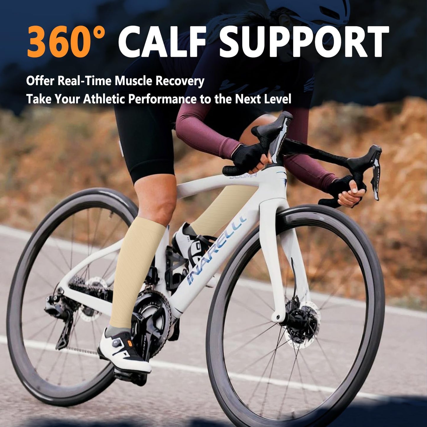 CTHH 3 Pack Leg Compression Sleeve, Calf Support Sleeves for Women and Men Calf Brace for Shin Splints, Pain Relief (Nude/Nude/Nude, L/XL)