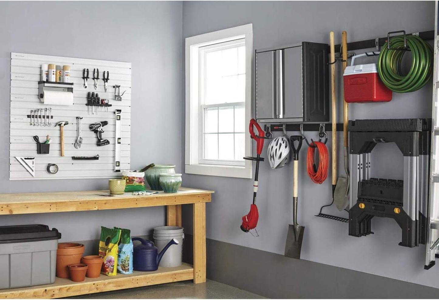 Rubbermaid Garage Hook Organizers - Powder Coated Metallic for Ladder, Tool & Bike Storage | 6 Pack
