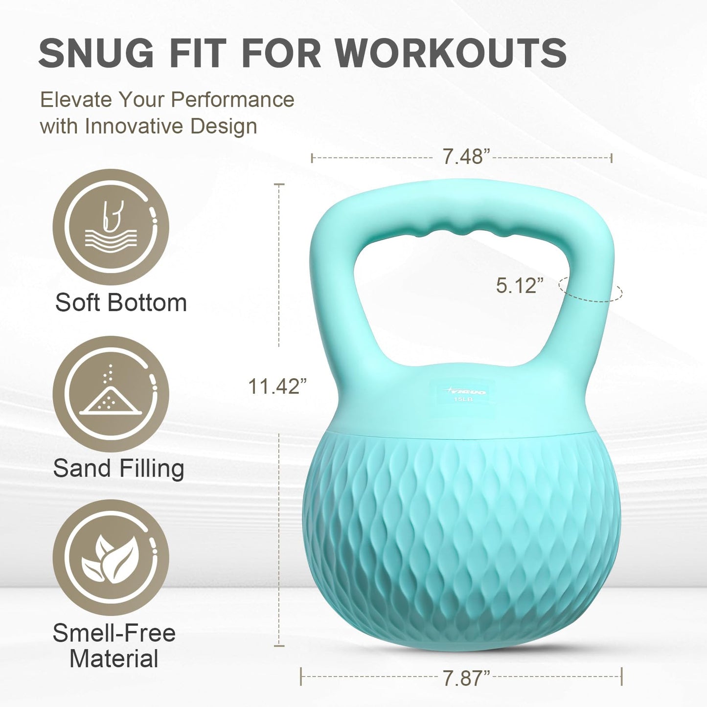 YIGUO Soft Kettlebell, 15lb Kettlebells Cushioned Impact-Resistant Base and Anti-Slip Grip, Strength Training Kettle Bell for Women and Men, Home Workout (Green)