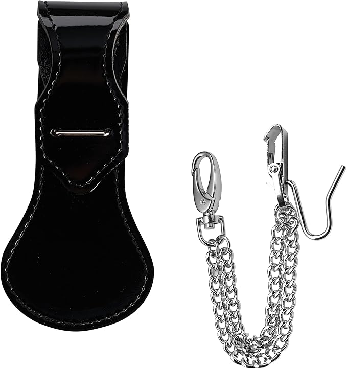 USMC Officer's Sword Frog Bundle Leather Saber Holder with Chrome Metal Chain for Ceremonial Sword