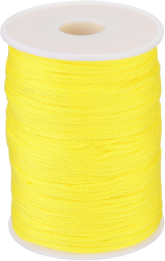 MECCANIXITY 1/12 Inch Polypropylene Rope Braided Ropes, 328ft Nylon Rope Hollow Utility Cord for Clothesline, Camping, Hiking, Outdoor, Yellow