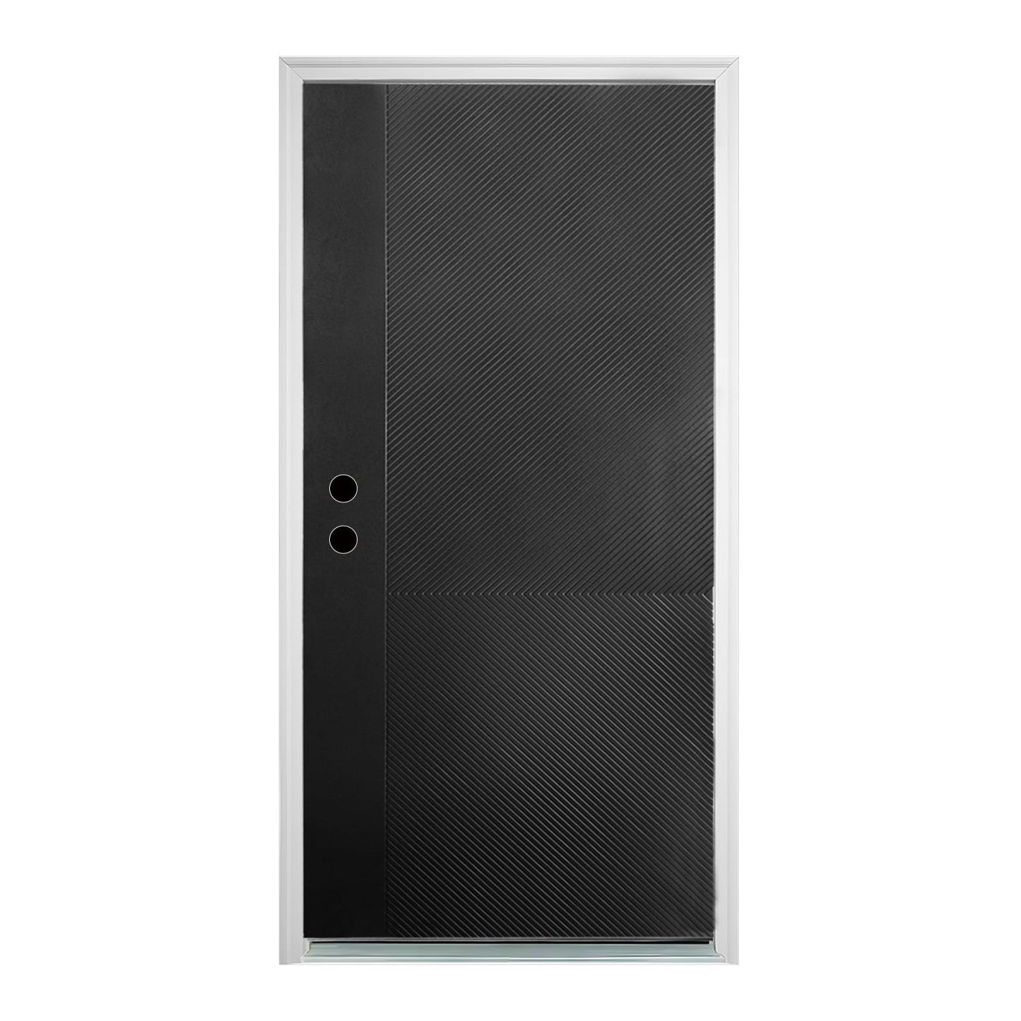 KEIKI 36" x 80" Fiberglass Entry Door, Right Hand Inswing Front Door with Antique Black Finish, 4-9/16" Vinyl Frame, Durable Knock-Down Frame for Residential & Commercial Use, Black