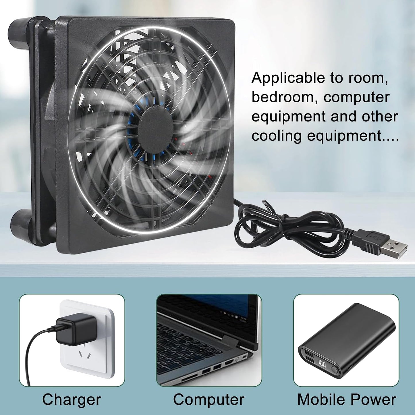 Meimom 2PACK 120mm 120mm 25mm 5V Quiet Fan, Cooling Case Fan for Receiver DVR Xbox TV Box Router x USB Power