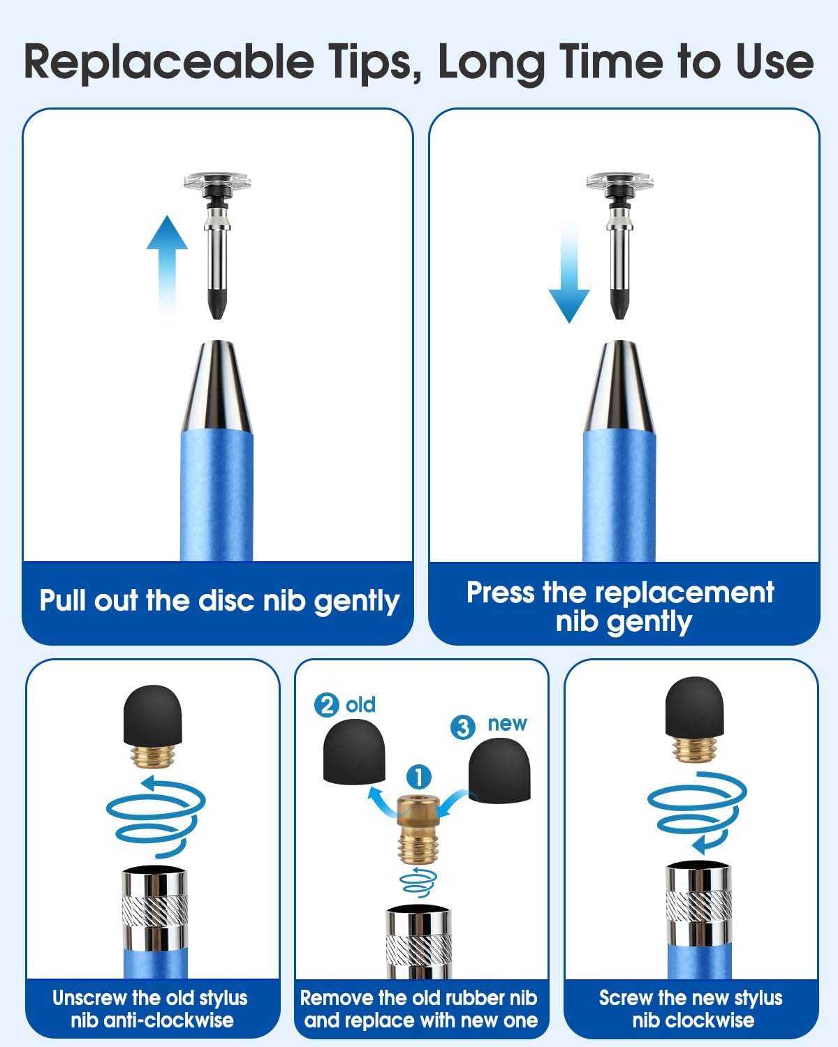 AUZOSL 2-in-1 Stylus Pen for Touchscreen, High Precision & Sensitivity Stylus Pen for iPad/iPhone/Android Tablets