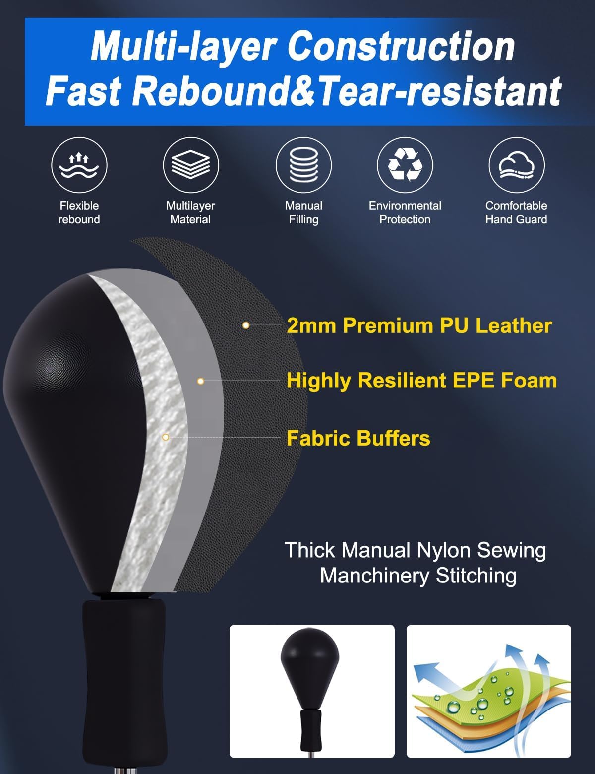 Punching Bag with Stand, Boxing Bag for Teens & Adults -Improves Speed, Reflexes and Endurance - Height Adjustable for Training, Boxing Equipment, Stress Relief and Fitness Speed Bag