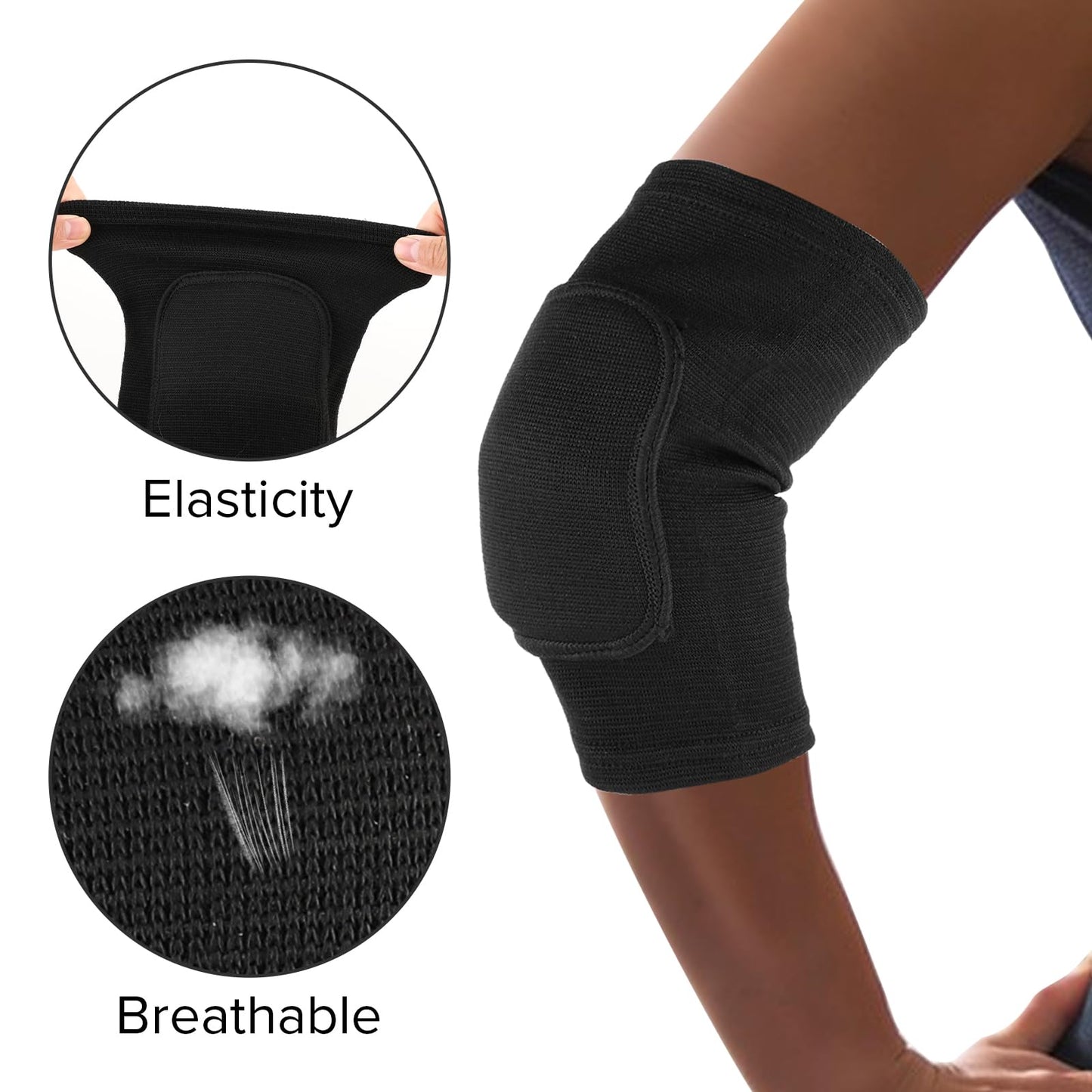Qianyu Breathable Protective with Thicken Sponge Elbow Support Compression Elbow Brace Support Fitness Sports Recovery Protector Badminton Basketball Breathable Elbow Wraps for Kids Men and Women