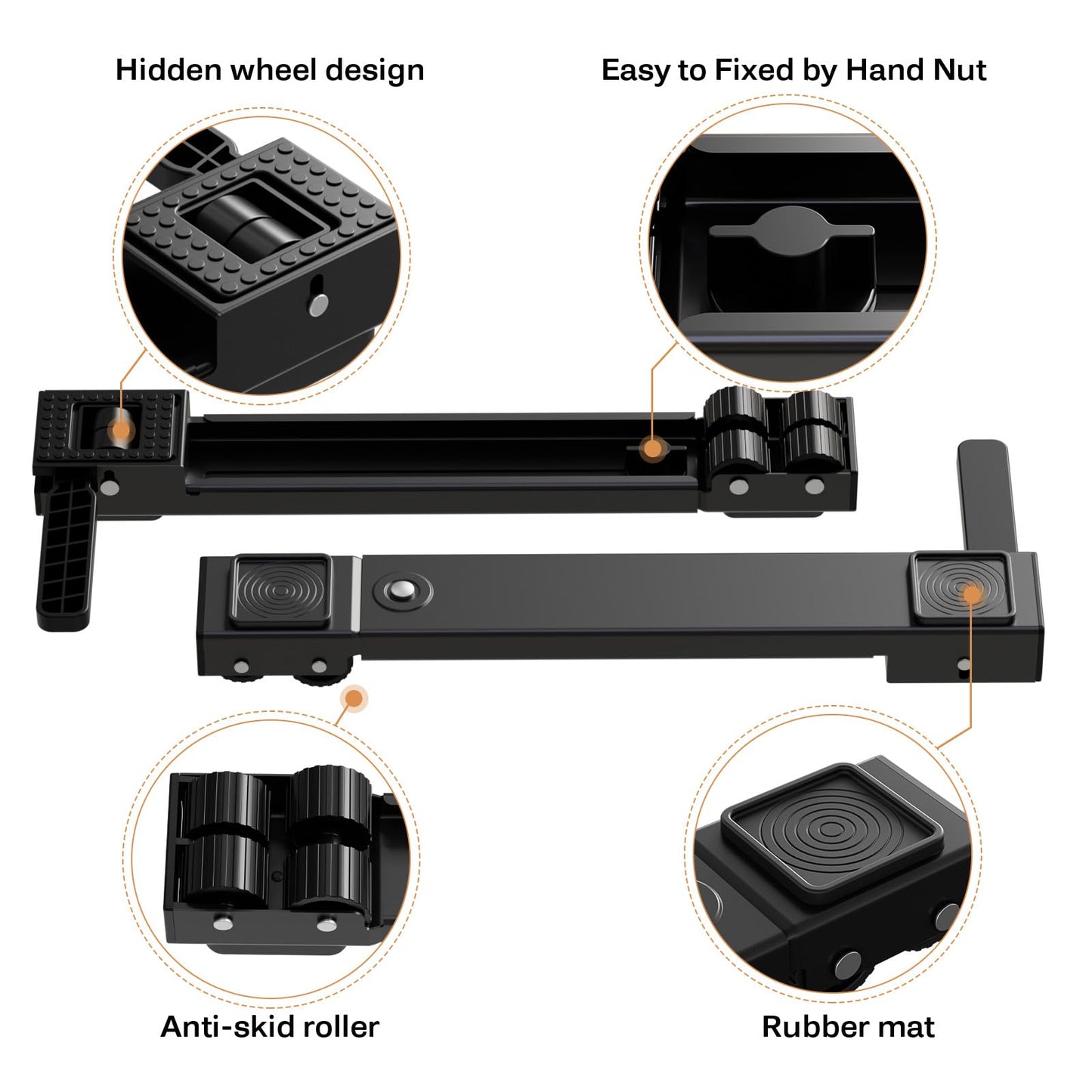 KVRG Appliance Rollers Heavy Duty,Newest Extendable Appliance Sliders,Liftable Washing Machine Base,Easily Move Washer and Dryer Machines,Refrigerators,Furniture-Black