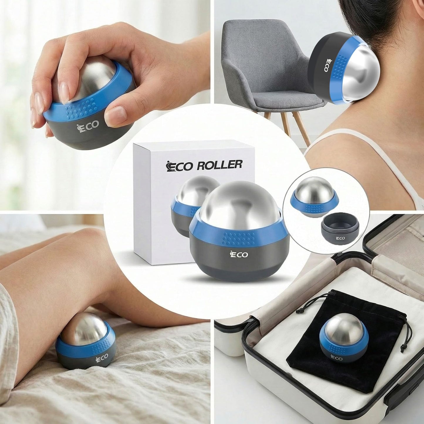 iECO Cold Massage Roller Ball - Ice Roller Ball for Muscles Deep Tissue, Cold & Heat Therapy, Plantar Fasciitis Roller