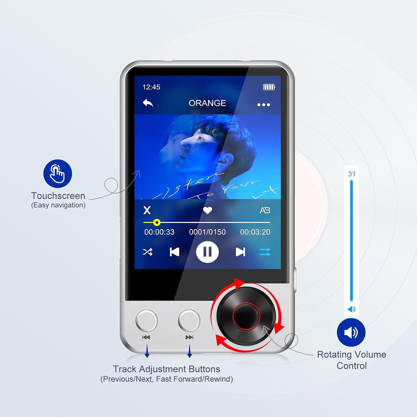 joliker 128GB MP3 5.3, 2.4" Player with Boosted Bluetooth Music Player Features HD Speaker, Touchscreen, Expandable SD